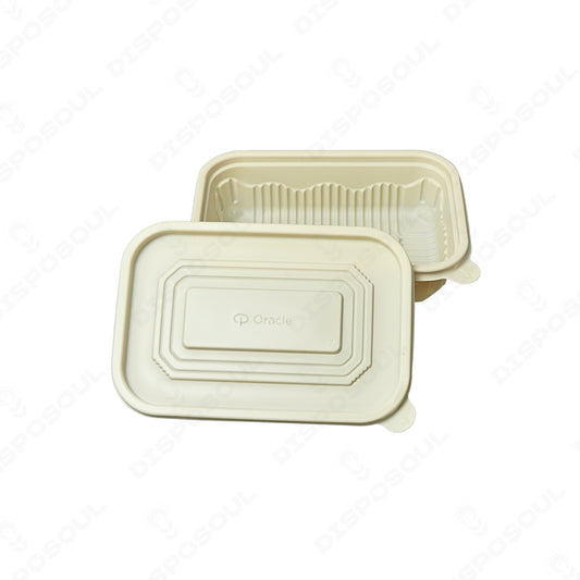 Disposoul Rectangular Cornstarch Disposable Food Container With Lid 750Ml (50pcs)