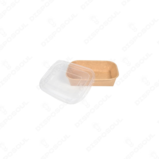 Disposoul Rectangular Paper Container Kraft with LID 500ML
