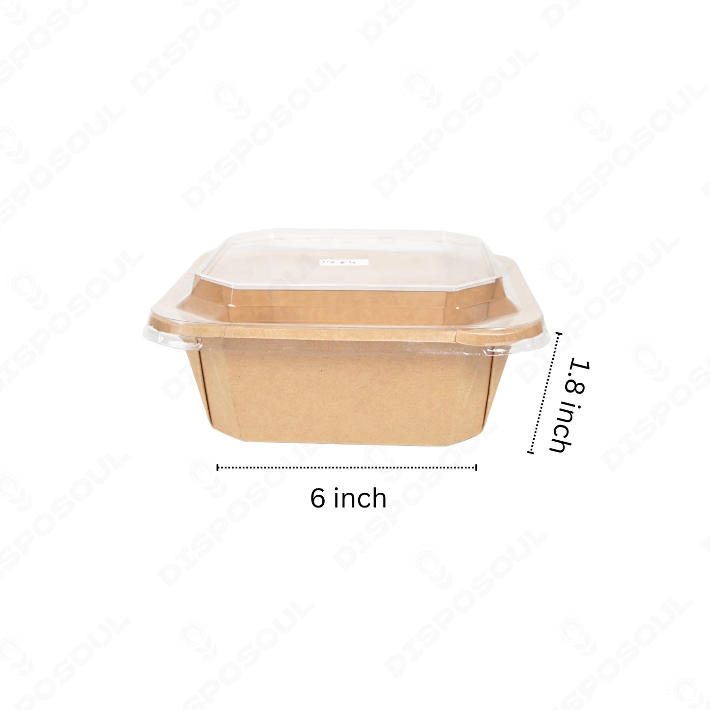 Disposoul 4307K Square Kraft Paper Container With PP Lid