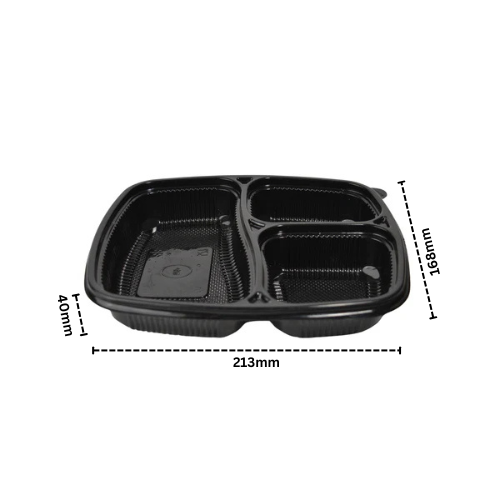 Disposoul 3 Compartment Meal Box Tray With Lid Mini