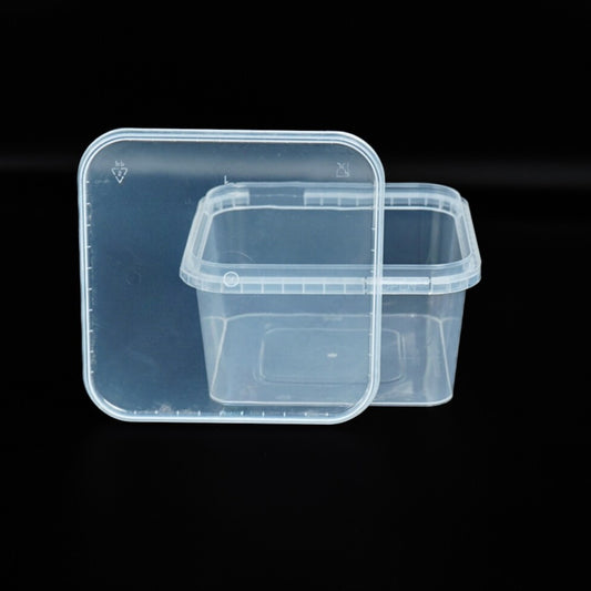 Disposoul Transparent Square Tamper Proof Container 1000ml