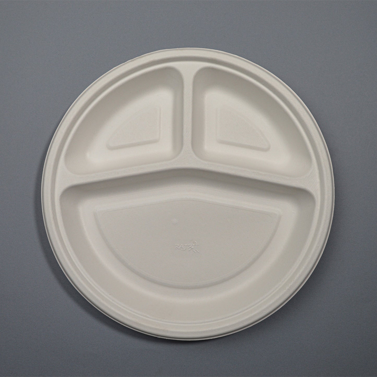 Disposoul Bagasse Round Disposable 3 CP Plate 9 inch