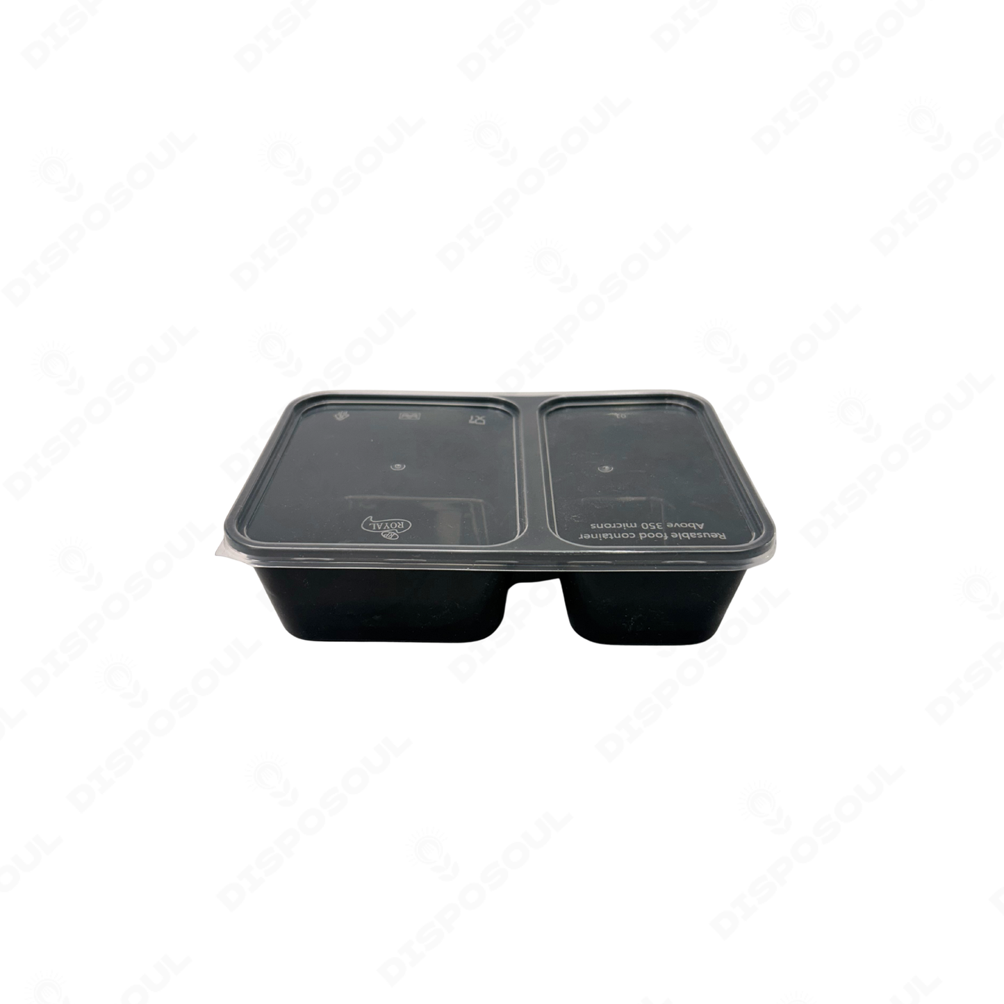 Disposoul Tamper Proof 2 Compartment Meal Box Tray With Lid