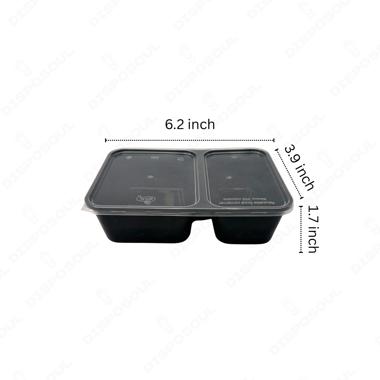 Disposoul Tamper Proof 2 Compartment Meal Box Tray With Lid