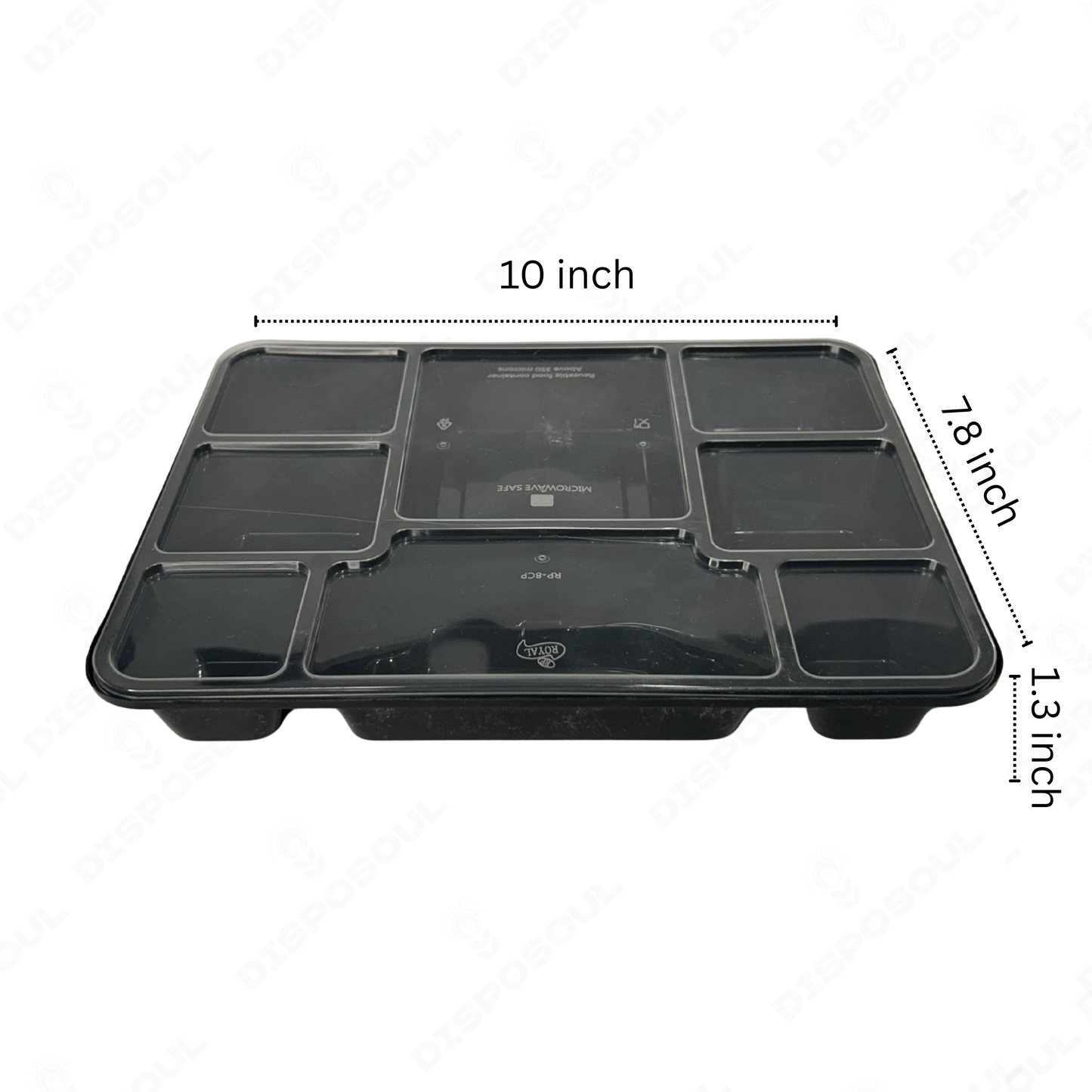 Disposoul Tamper Proof 8 Compartment Meal Box Tray With Lid