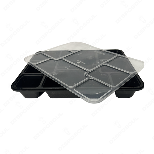 Disposoul Tamper Proof 8 Compartment Meal Box Tray With Lid