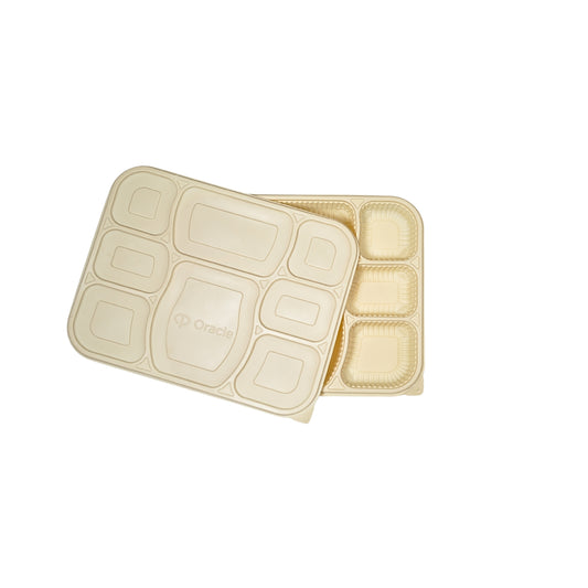Disposoul 8 Compartment Cornstarch Meal Box Tray With Lid