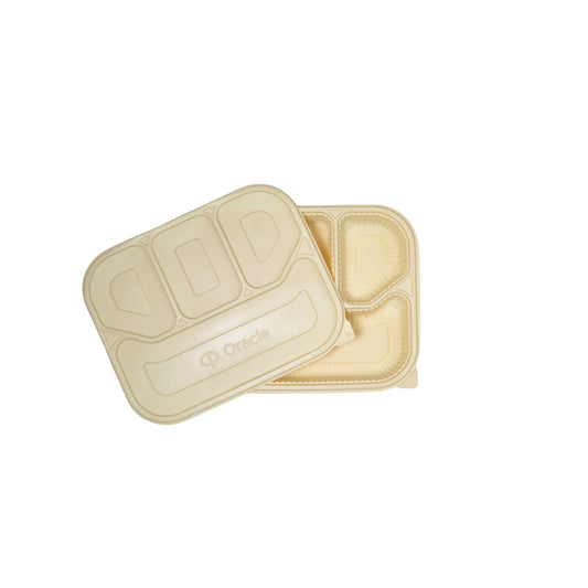Disposoul 4 Compartment Cornstarch Meal Box Tray With Lid