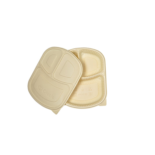 Disposoul 3 Compartment Cornstarch Meal Box Tray With Lid
