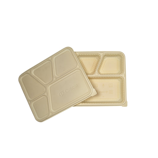 Disposoul 5 Compartment Cornstarch Meal Box Tray With Lid