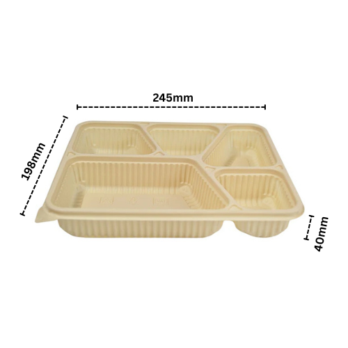 Disposoul 5 Compartment Cornstarch Meal Box Tray With Lid