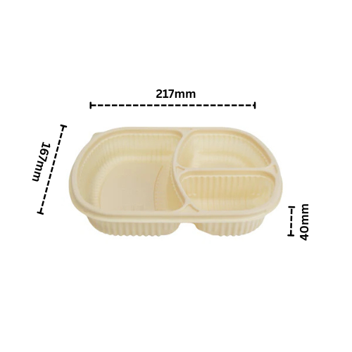 Disposoul 3 Compartment Cornstarch Meal Box Tray With Lid