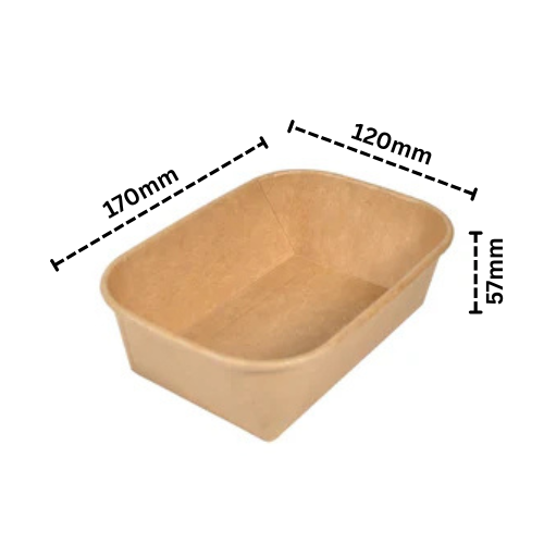 Disposoul Rectangular Paper Container Kraft with LID 750ML