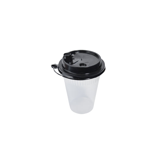 Disposoul Transparent Round 350ML Sipper Glass with Lids