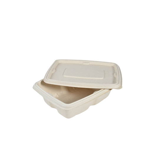 Disposoul Biodegradable Bagasse Rectangular Container With LID 500Ml