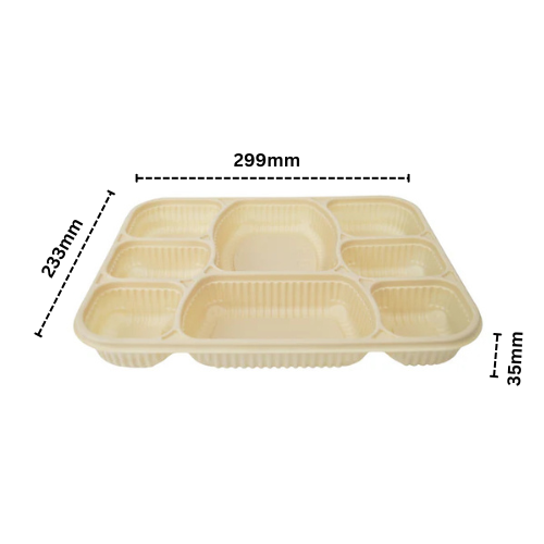 Disposoul 8 Compartment Cornstarch Meal Box Tray With Lid