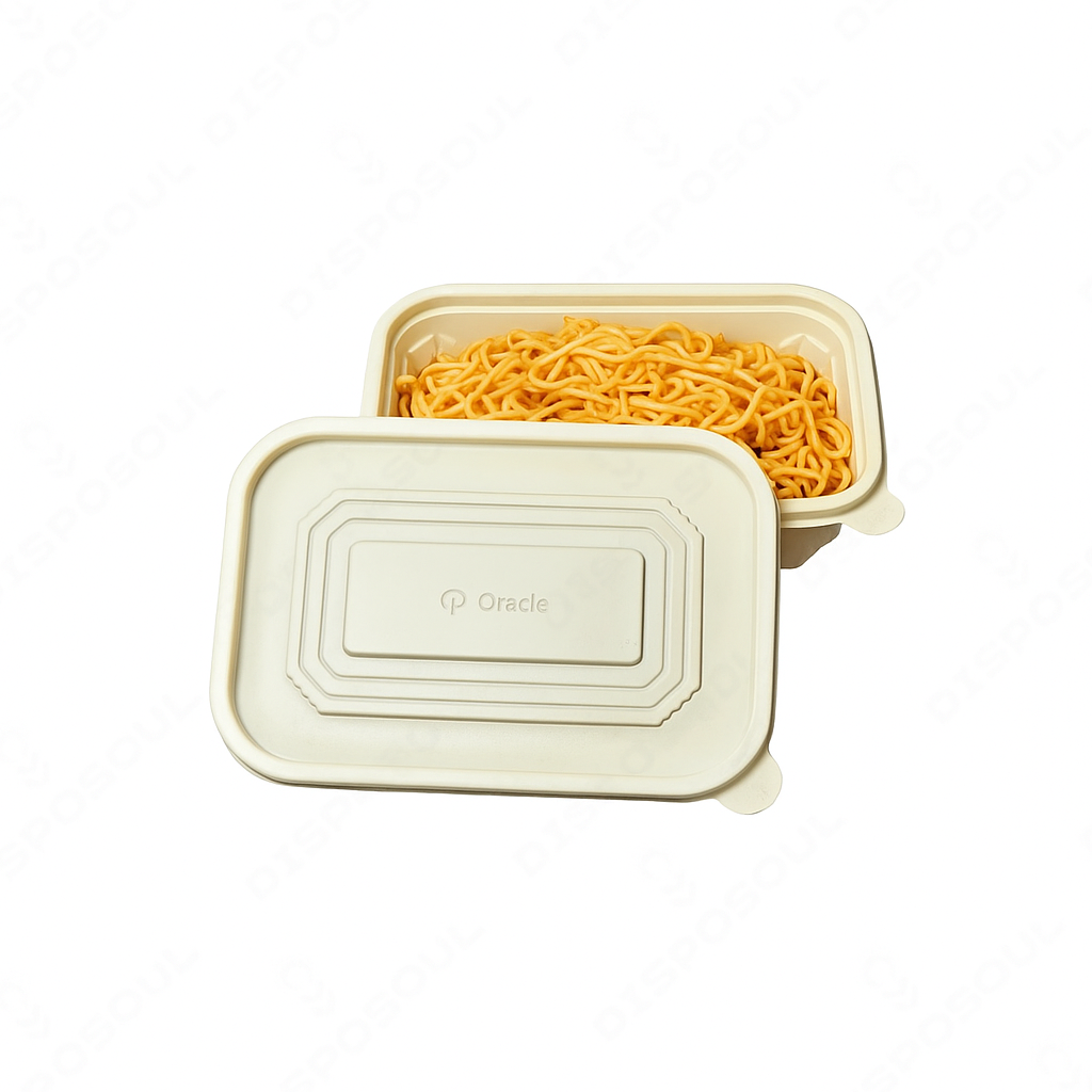 Disposoul Rectangular Cornstarch Disposable Food Container With Lid 750Ml