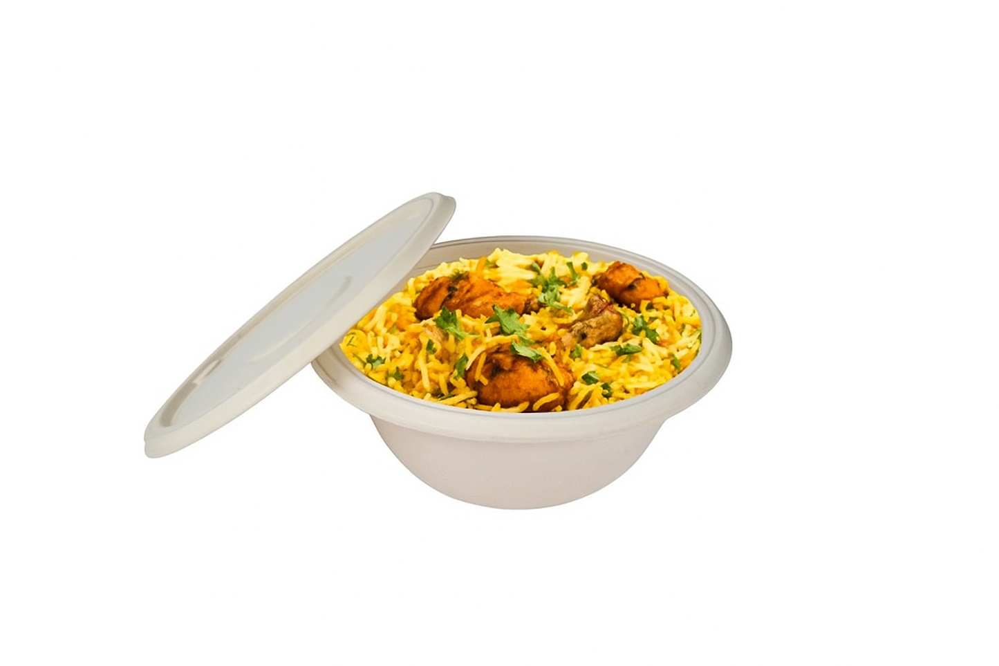 Disposoul Biodegradable Bagasse Takeaway Round Container With LID 1000Ml