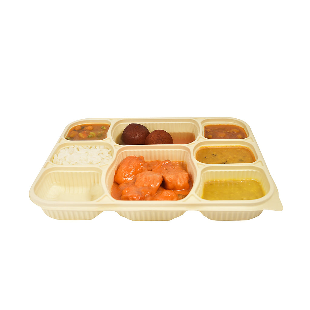 Disposoul 8 Compartment Cornstarch Meal Box Tray With Lid