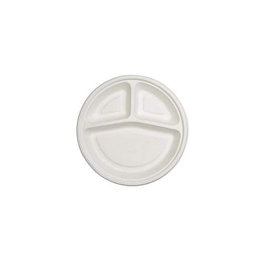 Disposoul Bagasse Round Disposable 3 CP Plate 10 inch