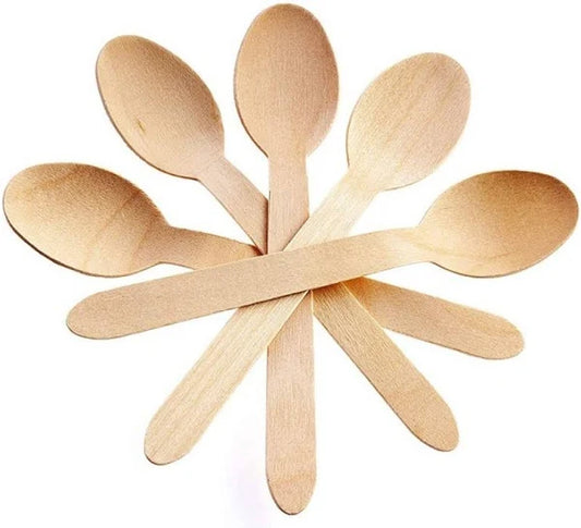 Disposoul 140mm Disposable Wooden Spoons (Pack of 100)