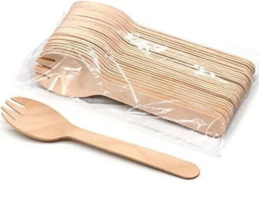 Disposoul 160mm Disposable Wooden Spork (Pack of 100)